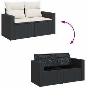 Set Divani da Giardino con Cuscini 8 pz Nero in Polyrattan