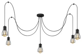 Lampadario a sospensione con filo TUBE 5xE27/15W/230V ragno nero