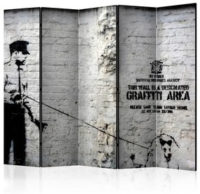 Paravento Banksy - Area Graffiti II (5 parti) - poliziotto e cane su murales