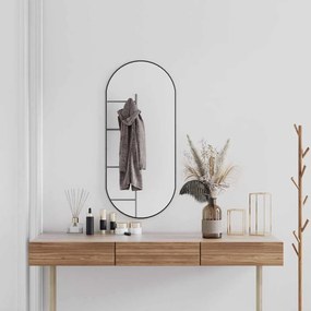 Specchio Da Parete Nero 100x45 Cm Ovale /