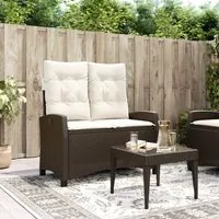 Panca Reclinabile da Giardino con Cuscini Marrone in Polyrattan 368227