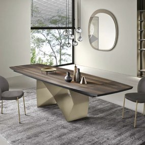 Tavolo allungabile 300 cm con base metallo Beige e piano Eucalipto WALL