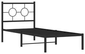 Giroletto con Testiera in Metallo Nero 75x190 cm