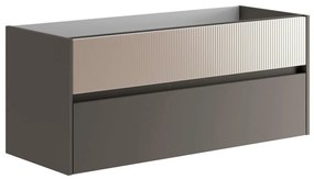 Mobile da bagno sospeso sotto lavabo L 119.5 x H 50 x P 45.5 cm beige opaco, 2 cassetti Niwa