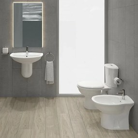 Vaso monoblocco tradizionale scarico pavimento Rak Karla con sedile