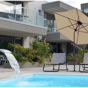 Ombrellone a palo centrale antracite Girasole TEMPOTEST con telo tondo ecru L 300 x P 300 x H 265 cm