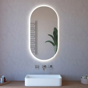 Specchio ovale reversibile 63x110 sabbiatura LED perimetrale retroilluminata