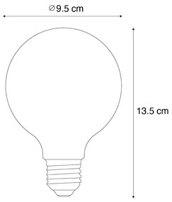 Set di 5 Lampadina LED E27 a filamento spirale dimmerabile G95 4W 270lm 2200K