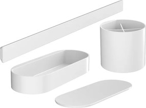 Kit bagno con portaspazzolini cestino portaoggetti con coperchio e sostegno bianco opaco hansgrohe wallstoris 27968700