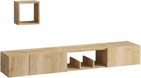 Mobile TV Sospeso 180 Cm Effetto Legno Con Mensola A Cubo Armor