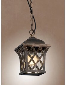 Redo 9952 - Lampadario da esterno a sospensione con catena BREMEN 1xE27/42W/230V IP23 oro/patina