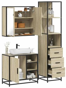 Set Mobili Da Bagno 3 Pz Rovere Sonoma İn Legno Multistrato /