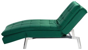 Chaise longue regolabile in velluto verde smeraldo LOIRET Beliani