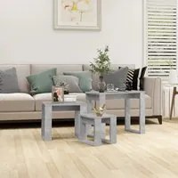 Tavolini Impilabili 3 pz Grigio Cemento in Legno Multistrato cod mxl 13739