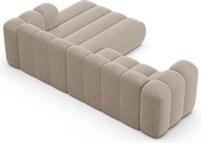 Divano angolare beige (con penisola a destra/con chaise lounge) con rivestimento in ciniglia Lupine – Micadoni