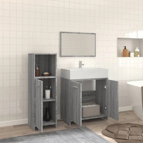 Set mobili da bagno 3 pz grigio sonoma in legno multistrato