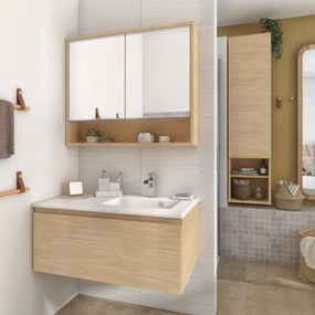 Mobile bagno sospeso con lavabo L 90 x H 40 x P 48 cm rovere chiaro per vasca a destra Natural