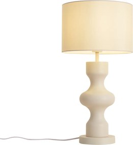 Lampada da tavolo retrò beige con paralume in tessuto - Captain