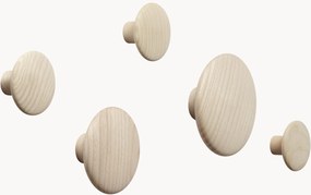 Set di 5 ganci appendiabiti in legno di quercia Dots