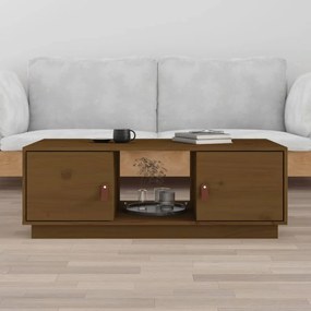 Tavolino da salotto miele 100x50x35 cm legno massello di pino