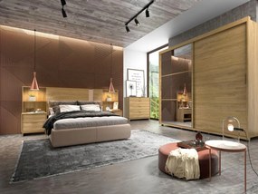 Testata Letto allungabile con Comodini 140/160 cm Naturale - NOVOLI