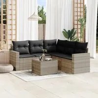 Set Divano da Giardino 6pz con Cuscini Grigio Chiaro Polyrattan 3251299