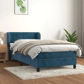 Giroletto A Molle Con Materasso Blu Scuro 100x200 Cm İn Velluto /