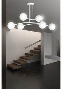 Plafoniera Contemporaneo Krishna Acciaio Bianco 6 Luci E14 Ip20