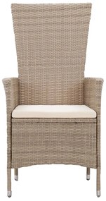 Set mobili da pranzo per giardino 7 pz in polyrattan beige