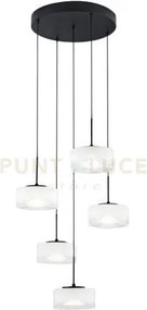 Lampadario a sospensione led emily bianca cinque pendenti in vetro ...