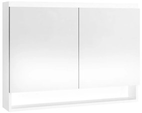 Armadietto bagno con specchio 80x15x60 cm in mdf bianco lucido