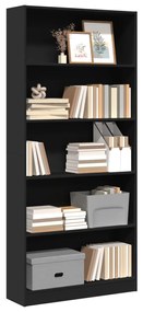 Libreria nera 80x24x176 cm in legno multistrato