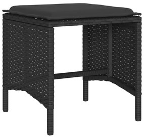 Set divano da giardino 6 pz con cuscini nero in polyrattan