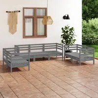 Set Divani da Giardino 7 pz Grigio in Legno Massello di Pino 3082594