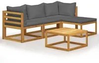 Set Divani Giardino 5 pz con Cuscini Legno Massello di Acacia 45914