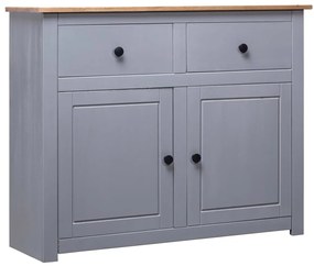 Credenza grigia 93x40x80 cm in legno massello di pino panama