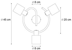 Plafoniera Moderna Nera con Vetro Fumé a Spirale 3 Luci - Cilin