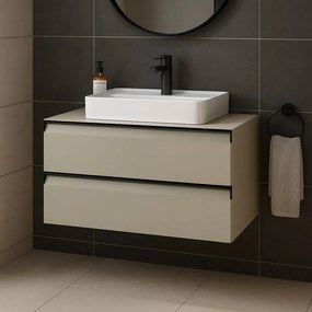 Pensile Step L30 H75 P14 1 anta reversibile a chiusura ammortizzata, Beige Greige opaco
