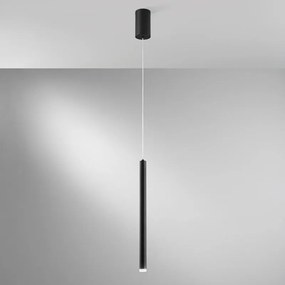 Lampadario LED moderno Pype nero Ø2.5cm, luce con 3 temperature di colore, LUCE AMBIENTE DESIGN