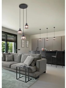 Lampadario nero con paralume in vetro ø 37 cm Tarifa - Trio