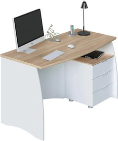 Scrivania Estil 140 cm in legno canadese con cassetto bianco