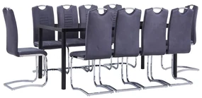 Set Sala Da Pranzo 11 Pz İn Similpelle Scamosciata Grigio /