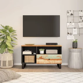 Mobile Tv 80x33x46cm Legno Massello Recupero Legno Multistrato /