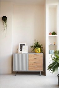 Cassettiera bassa grigia effetto rovere 108x80 cm Sierra - Teulat