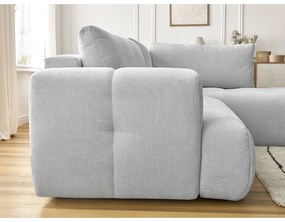 Divano angolare grigio chiaro allungabile e con contenitore (penisola a destra/a L) Fuji – Bobochic Paris