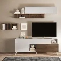 Mobile porta tv bianco lucido e mercure Marion 180x42x67h