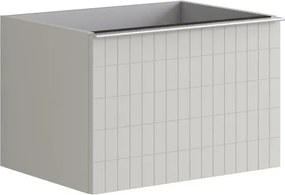 Cassettiera Pixel con 2 cassetti grigio pastello e maniglia alluminio brillante L60 x H40 x P45,5 cm