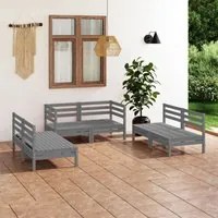 Set Divani da Giardino 6 pz Grigio in Legno Massello di Pino cod mxl 36475