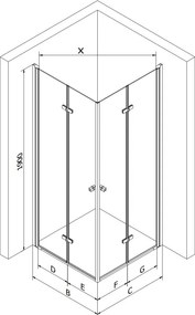 Mexen Lima Duo cabina doccia pieghevole 90 x 90 cm, trasparente, oro - 856-090-090-50-00-02