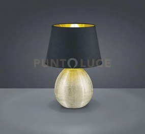 Luxor lampada tavolo grande base ceramica oro e paralume nero inter...